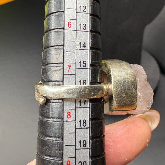 Sterling Silver Rose Quartz Ring Rose Quartz Statement Ring Size 7 - Picture 7 of 8